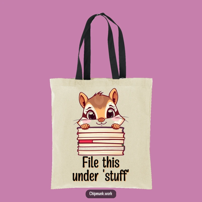 Funny Chipmunk Tote Bag - Curious File Peeker