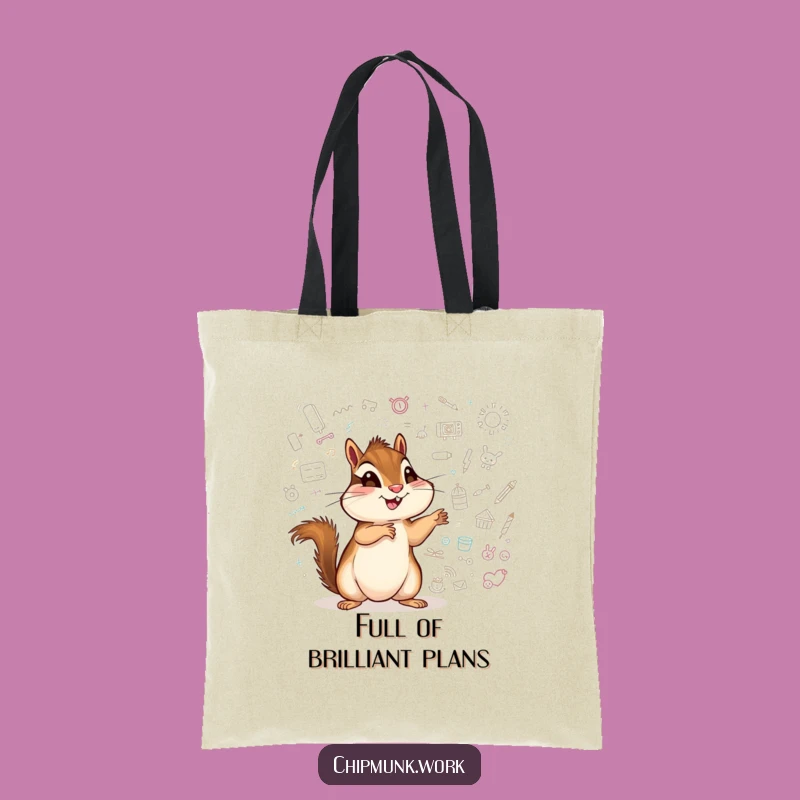 Funny Chipmunk Tote Bag: Whiteboard Doodles Lover, Creative Carry-All Gift