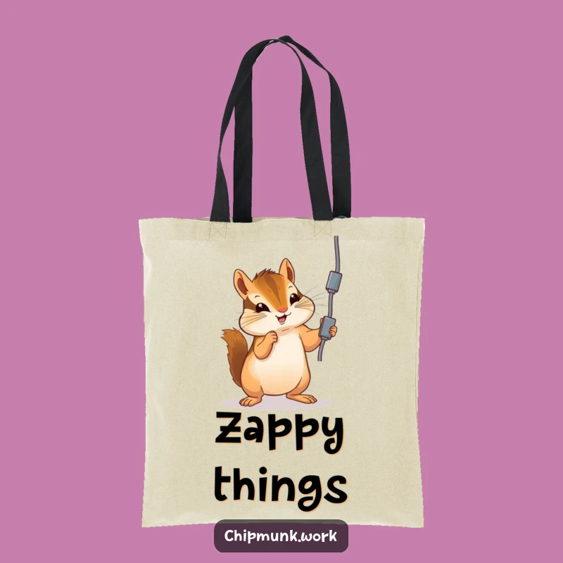 Funny Chipmunk Tote Bag: Playful Cord Batting, Stylish Risky Carry-All Gift!
