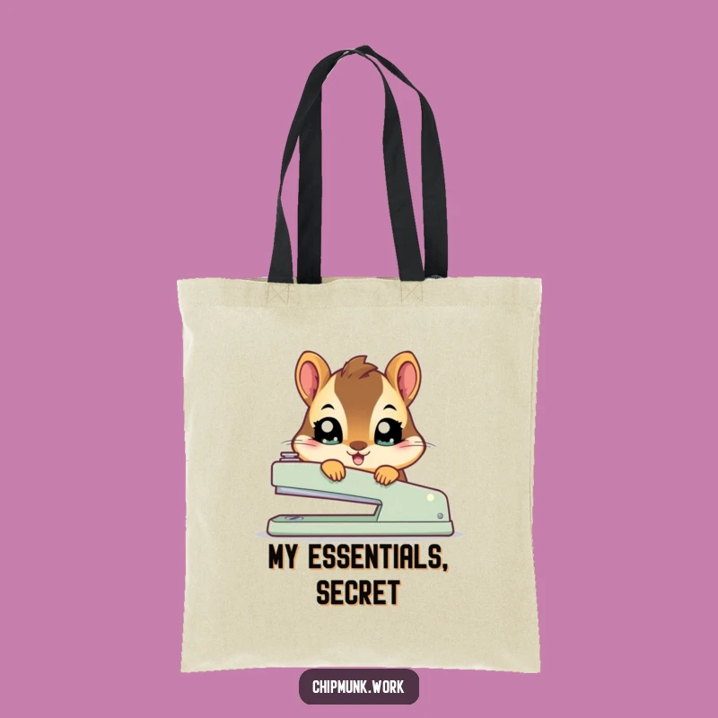 Funny Kawaii Chipmunk Stapler Tote Bag - Cute & Practical Humorous Carry-All