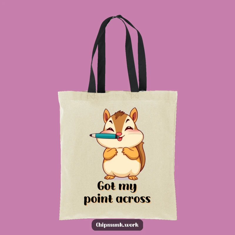 Funny Chipmunk Bookworm Tote - Chic Pen Balancing & Wink Accessory