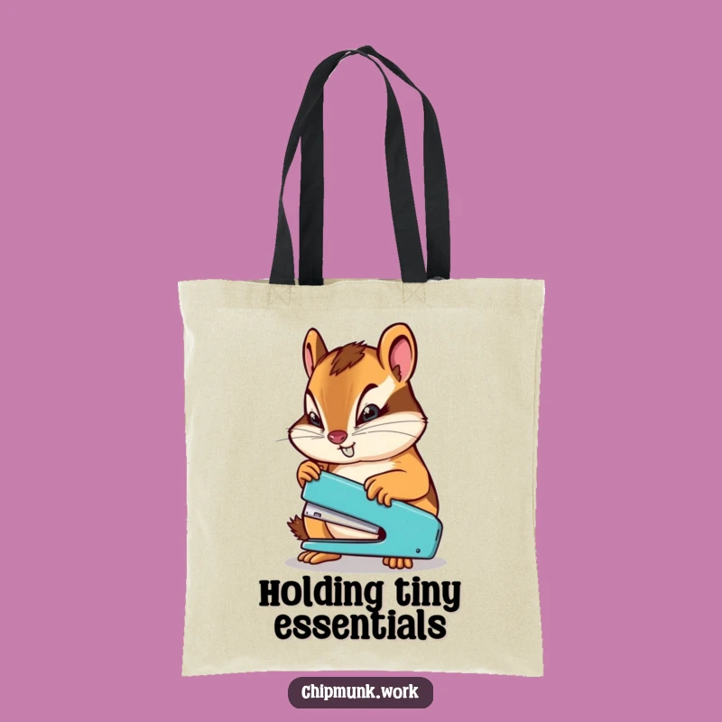 Funny Determined Chipmunk Tote Bag: Carry Your Ambition