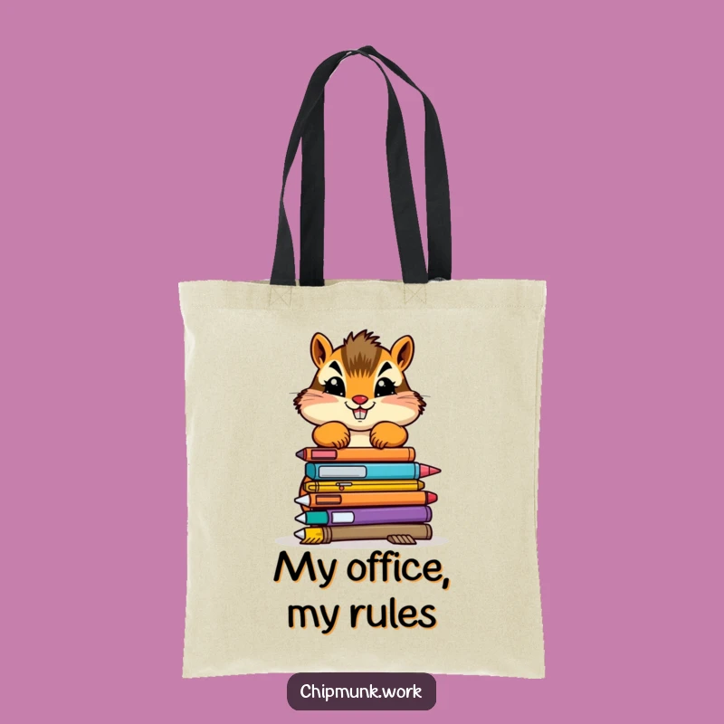 Funny Chipmunk Tote Bag - Office Supply Stacker